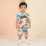 Boys' Abstract Print Tee & Shorts Set - Orange
