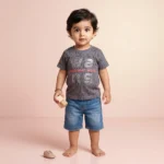 Boys' Monogram Graphic Tee & Denim Shorts Set - Blue