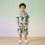 Boys' Graffiti Print Shirt & Shorts Set - Coffee