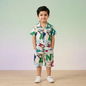 Boys' Graffiti Print Shirt & Shorts Set