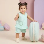 The Ayla Polka Dot Sleeveless Top and Bloomers Set - Sea Green