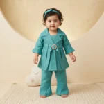 Girls' Belted Tunic & Bell-Bottom Set - Green