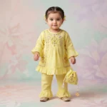 Girls' Embroidered Peplum & Frill Trouser Set - Lime