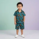 Boys' Number Print Shirt & Shorts Set - Sea Green
