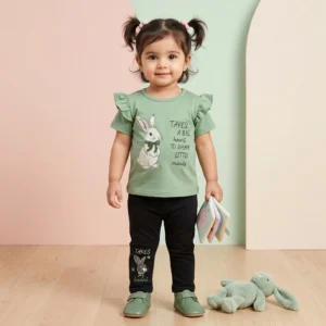 Girls' Bunny Top & Leggings Set