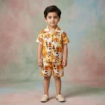 Boys' Abstract Print Shirt & Shorts Set - Off White