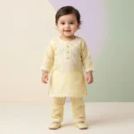 Girls' Embroidered Kurta & Trouser Set - Yellow
