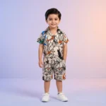 Boys' Tiger Stripe Shirt & Shorts Set - Coffee