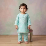 Girls' Embroidered Kurta & Trouser Set - Sea Green
