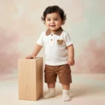 Boys' Bear Patch Polo & Cargo Shorts Set - White