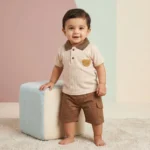 Boys' Bear Patch Polo & Cargo Shorts Set - Caramel Beige