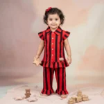 Girls' Black & White Lawn Boutique Set - Red
