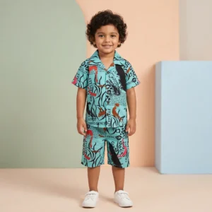 Boys' Abstract Print Shirt & Shorts Set