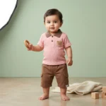 Boys' Bear Patch Polo & Cargo Shorts Set - Pink