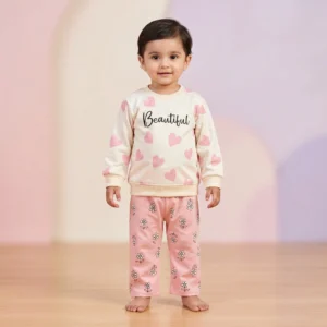 Girls' Beautiful Heart Tee & Floral Trousers Set