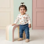 Girls' Bear Sweatshirt & Ribbed Jogger Set - Brown