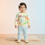 Girls' Floral Sweatshirt & Joggers Set - Blue