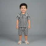 Boys' Ribbed Polo Shirt & Shorts Set - Black