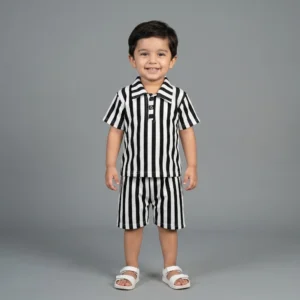 Boys' Ribbed Polo Shirt & Shorts Set