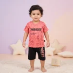 Boys' PODEST Graphic Tee & Shorts Set - Pink