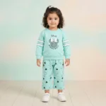 Baby Girls' Mouse Print Cotton Co-Ord Set - Sea Green