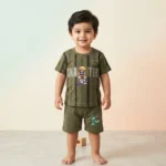 Boys' Skater Bear Stripe Set - Olive Green