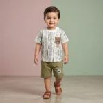 Boys' Stripe Tee & Cargo Shorts Set - Olive Green