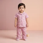 Girls' Floral Arabic Lawn Boutique Set - Pink