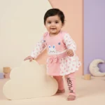 KidsnWear Meow Collection Baby Girl Frock & Pajama Set - Pink