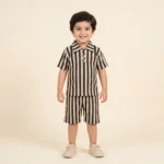 Boys' Ribbed Polo Shirt & Shorts Set - Caramel Beige