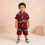 Boys' Bold Typography Shirt & Shorts Set - Red