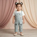 Girls' Love Dungaree & Tee Set - Sage Green