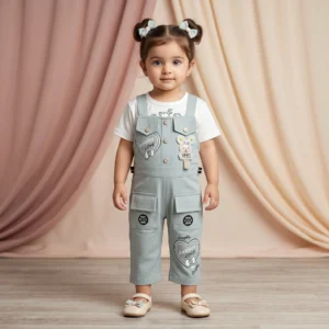 Girls' Love Dungaree & Tee Set