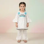 Baby Girls' Embroidered Tunic & Ruffled Trouser Set - Turquoise