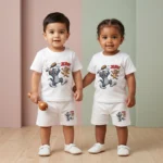 Boys' Muscle Car Cotton Outfit Set - White
