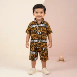 Boys' Bold Typography Shirt & Shorts Set - Mustard Yellow