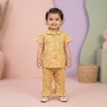 Girls' Floral Arabic Lawn Boutique Set - Yellow