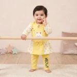 KidsnWear Meow Collection Baby Girl Frock & Pajama Set - Yellow