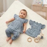 Sweet Bunny Baby Girl Dress Set - Blue