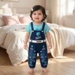 Girls' Denim Dungaree & T-Shirt Set - Sky Blue
