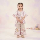 Girls' Abstract Peplum Kurta & Gharara Set - Pink