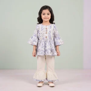 Girls' Floral Peplum Kurta & Gharara Set