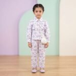 Girls' Floral Ruffle Shirt & Trousers Set - Purple