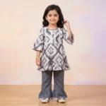 Girls' Floral Peplum Kurta & Gharara Set - Black