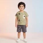 Boys' Bear Pocket Tee & Shorts Set - Black