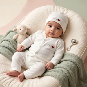 Baby Knit Kimono Romper & Beanie Set