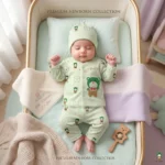 Baby Bear Romper & Beanie Set - Green