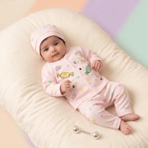Baby Candy Print Romper & Beanie Set