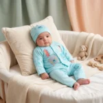 Baby Teddy Bear Knit Romper & Beanie Set - (0 - 6 Months)