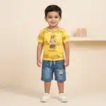 Boys' Tie-Dye Tee & Denim Shorts Set - Yellow